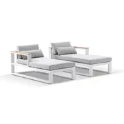 Balmoral Outdoor Aluminium and Teak Timber Daybed Lounge - Outdoor Daybeds