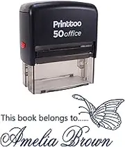 Printtoo Personalized Blue Self Inking This Book Belongs to Stamp Custom Library Rubber Stamper -68 x 30 mm