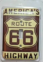 "ROUTE 66 HIGHWAY" Light Switch Cover Plate Open Roads -Metal - NEW