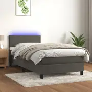 Box Spring Bed with Mattress&LED Dark Grey 100x200cm Velvet vidaXL