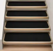 Set of 15 ATTACHABLE Carpet Stair Treads BLACK runner rugs