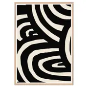 Galrie Stunning Modern Abstract Monochrome Line Art Print for Elegant Interior Home Decor, Wood Frame, 70 x 100cm (28 x 40inch)