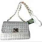 VEGAN LEATHER BADGLEY MISCHKA TEXTURED MESSENGER BAG WHITE BMH-508 New w tags