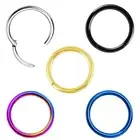 16 Gauge Seamless Hinged Nose Rings Surgical Steel 5 Colors Available 8mm Length