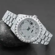 LICENTIOSUS CRYSTA WATCH Men Date Roman Face Solitaire Round Dial HIP HOP