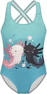 [WELLFLYHOM] Girls Bathing Suits Size 5-14 One Piece Cross Back Swimsuit Sleeveless Full Coverage Swimwear for Beach Swimming