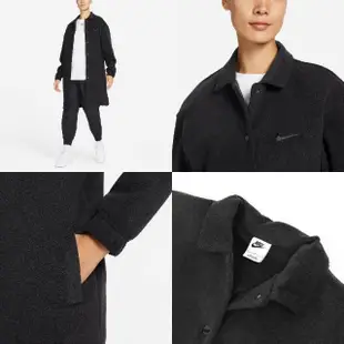 【NIKE 耐吉】襯衫外套 NSW Jacket 黑 女款 長版 毛巾布 寬鬆 襯衫 長袖(DV7817-010)