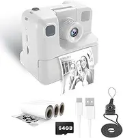 GabbaGoods Kids Camera for 3 4 5 6 7 8 9 Year Old Kids with 32GB SD Card, Instant Thermal Print Feature Best for Gift On Christmas/Birthday/Holiday | Toddler Camera | Kids Digital Camera, White