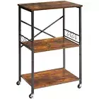 Kitchen Shelf Cart 3-Tier Microwave Oven Stand Bakers Rack with Metal Frame 8 H
