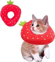 Adjustable Cat Recovery Collar, Cute Strawberry Collar After Surgery, Wound Healing Protective Cone Surgery Recovery Elizabethan Collars, Soft Cat Collar for Kitten Cats (Strawberry, M)