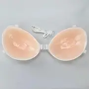 [Generic] Silicone Bra Invisible Push Up Strapless Bra Stealth Adhesive Backless Breast Enhancer for Women Sticky Wedding Bikini Bras(D,1.1cm with Strap)