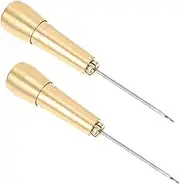 BATHVEVE 2Pcs Leather Repair Sewing Awls Set Durable Needle Copper Handle for DIY Craft Shoe Repair and More Tools for Stitching Tents Backpacks and Sleeping Bags