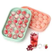 Ice Cube Tray, 2 Pack Flexible Silicone 22 Ice Balls Maker B:2PC Green+Pink