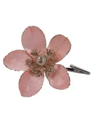 Rose Gold Magnolia Flower Christmas Tree Clip 12cm