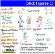 Embroidery Design Set - Stick Figures(1) - 34 Designs - 9 Formats - USB Stick