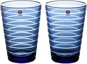 iittala Aino Aalto Highball, 11.2 fl oz (330 ml), Ultramarine Blue, Pair