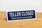 Bank Signs - Teller Closed, Navy Blue, Tent Style, Plastic, 15pk, Free Shipping