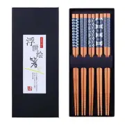 5 Pairs Natural Bamboo Chopsticks Reusable Classic Chop Sticks Gift Sets