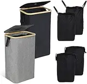 SWISSELITE 2 Pieces Recycling Bin for Kitchen 100L, 26 Gallon Recycle Bin with 4 Removable & Reusable Inner Bags, 2 Set Large Kitchen Recycling Bin with Lid for Bottle Can Glass Collection Indoor Home