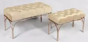 2piece Metal bench seat beige velvet