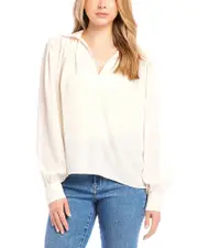 Karen Kane Shirred V Neck Blouse