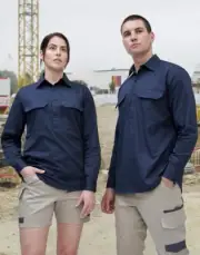 BUFF l Long Sleeve Closed Front Work Shirt l Unisex