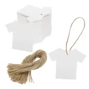 100Pcs Kraft Paper Gift Tags with String,2.8x2.2" T-shirts Paper Labels White