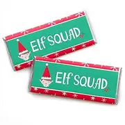 Big Dot of Happiness Elf Squad - Candy Bar Wrapper Kids Elf Christmas and Birthday Party Favors - Set of 24