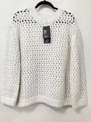Rita Ora X Primark Open Weave Sweater Size Large Jumper Cream Wool Alpaca Blend