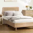 Oikiture Bed Frame King Single Size Wooden Bed Frame Rattan Headboard