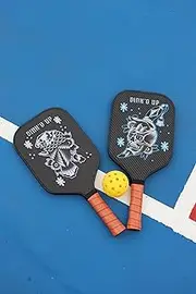 Dink'd Up Pickleball Paddle Set, 3K Carbon Fibre, Slayer and Metalhead Designs, 2-Pack