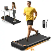 Advwin Walking Pad Treadmill, Manual Incline Treadmill for Home, Under Desk Walking Running Machine with Remote Control Lanyard, Low Noise, Black