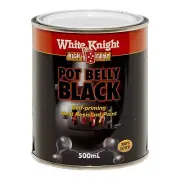 White Knight Pot Belly Black High Temp Heat Resistant Paint 500ml 395051/500ML