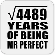 [Designsify] Gifts, 67th Anniversary Square Root of 4489 Years of Mr Perfect, Drink Coaster Mat Wipe-Clean Non-Slip Non-Skid Cork Back, for Birthday Mom Dad Parents Fathers Mothers Day Party