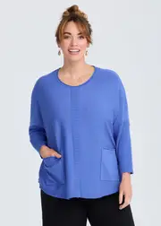 [TS] Taking Shape Pocket Batwing Natural Knit Jumper Size 20 in Riviera Blue, Viscose - Plus Size Women's Clothing Riviera Blue