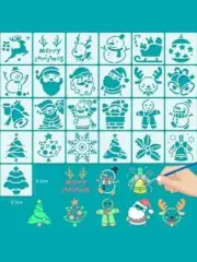 25pc Stencil Template Set 3.5"x3.5" each (S86.2) Christmas Reindeer Snowman Tree
