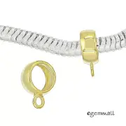 2 Gold Plated Sterling Silver European & Cord Pendant Charm Connector #99031