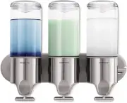 simplehuman Triple Wall Mount Shower Pump, 3 x 15 fl. oz. Shampoo and Soap Di...