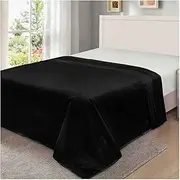 GC GAVENO CAVAILIA Luxury Polycotton Fitted, Easy Care, Soft & Cosy Bedsheet OR Pillowcases, Linen, Black-Flat Sheet, Double