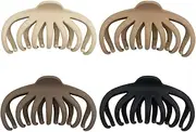 4 Pack Large Hair Clips for Women, Jumbo Octopus Claw Clips for Thick Thin Curly Hair, Big Claw Clip Strong Hold Non-slip Matte Clamps 90' Jumbo Neutral Colors for Women Accessories