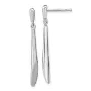 Sterling Silver Rh-Plated Polished Bar Dangle Post Earrings