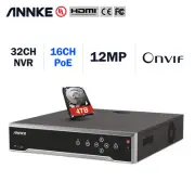 ANNKE 32CH 12MP 6K POE NVR for IP Cameras - P2P Cloud & Detection Features