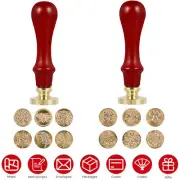 6Pcs Wax Seal Stamp Kit Vintage Sealing Wax Stamp with Brass Head and njgoS