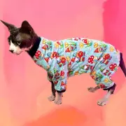 Gnome Print Cat Romper Catsuit Pyjamas Sphynx Jumper Jumpsuit Devon Rex Coat NEW