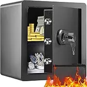 VEVOR Safe, 1.8 Cubic Feet Home Safe, 40x33x43 cm, Steel Security Safe with Digital Keypad and 2 Keys, Cabinet Safe with Fire-Proof Bag, Protect Cash, Gold, Jewelry, Documents for Home, Hotel