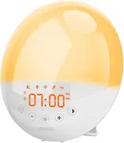 SZMDLX Wake Up Light, Light Alarm Clock with Sunrise Sunset Simulation, FM Radio, 7 Colors, 9 Alarm Sounds, Snooze, 30 Brightness, Sleep Aid Digital Alarm Clock for Kids Adults Bedrooms (Upgrade Ver)