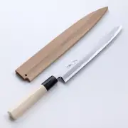HONMAMON "MOTOKANE" SASHIMI KNIFE SHIROGAMI STEEL NO.2 WITH WOODEN CASE, 210mm