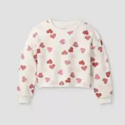 Grayson Threads Girl Crewneck Fleece Pullover Sweatshirt Pink Hearts Large 10/12