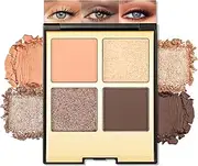 Erinde Eyeshadow Palette, 4 Colours, Matt & Glitter Eyeshadow Palette, Waterproof Long-Lasting Lidchadow Palette, Highly Pigmented Eye Makeup Palette
