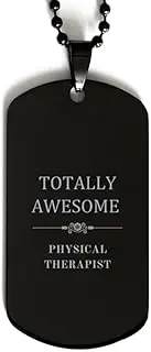 Physical Therapist Engraved Black Dog Tag Totally Awesome Gifts for Graduation and Veterans Day, Aluminum, Cubic Zirconia